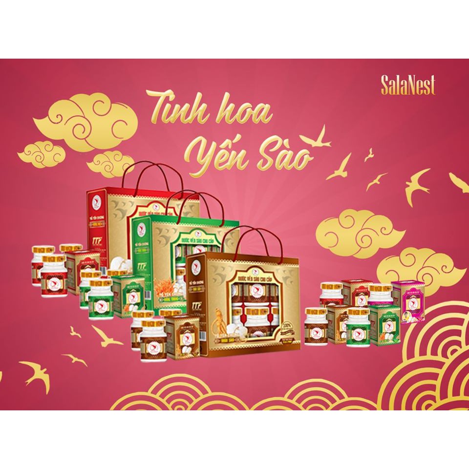 Nước Yến Sào Salanest chưng nhân sâm 20% yến tươi - Hộp quà tặng kèm túi