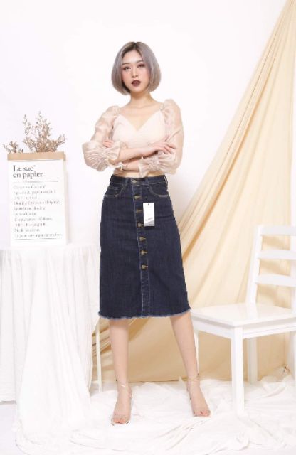 Chân váy jeans CT dư xịn