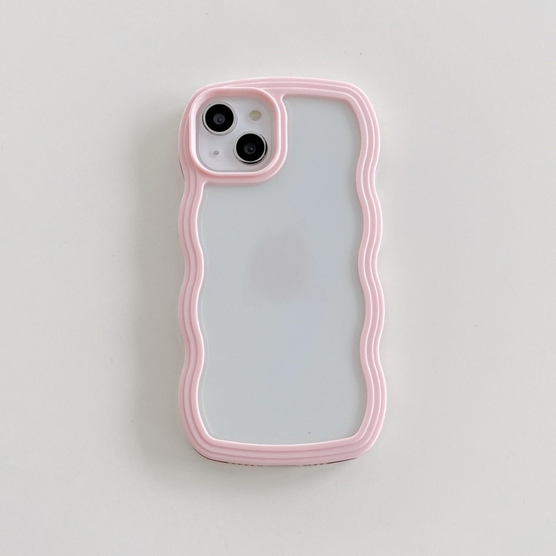 (SIÊU RẺ) Ốp lưng iphone trong viền sóng 4 màu xinh xắn 7plus/8/8plus/x/xr/xs/11/12/13/pro/max/plus/promax