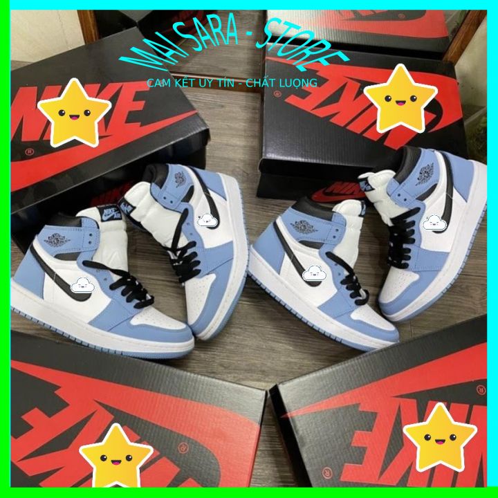 Giày jd cổ cao xanh blu, giày thể thao jd cao cổ xanh dương full phụ kiện hàng cao cấp, full size 36-43/Maisara stor