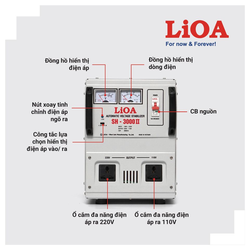 [FREESHIP] Ổn áp LiOA 3KVA SH-3000II dải 130V - LiOA Nhật Linh 3KW 3000VA 3000W 3 ký