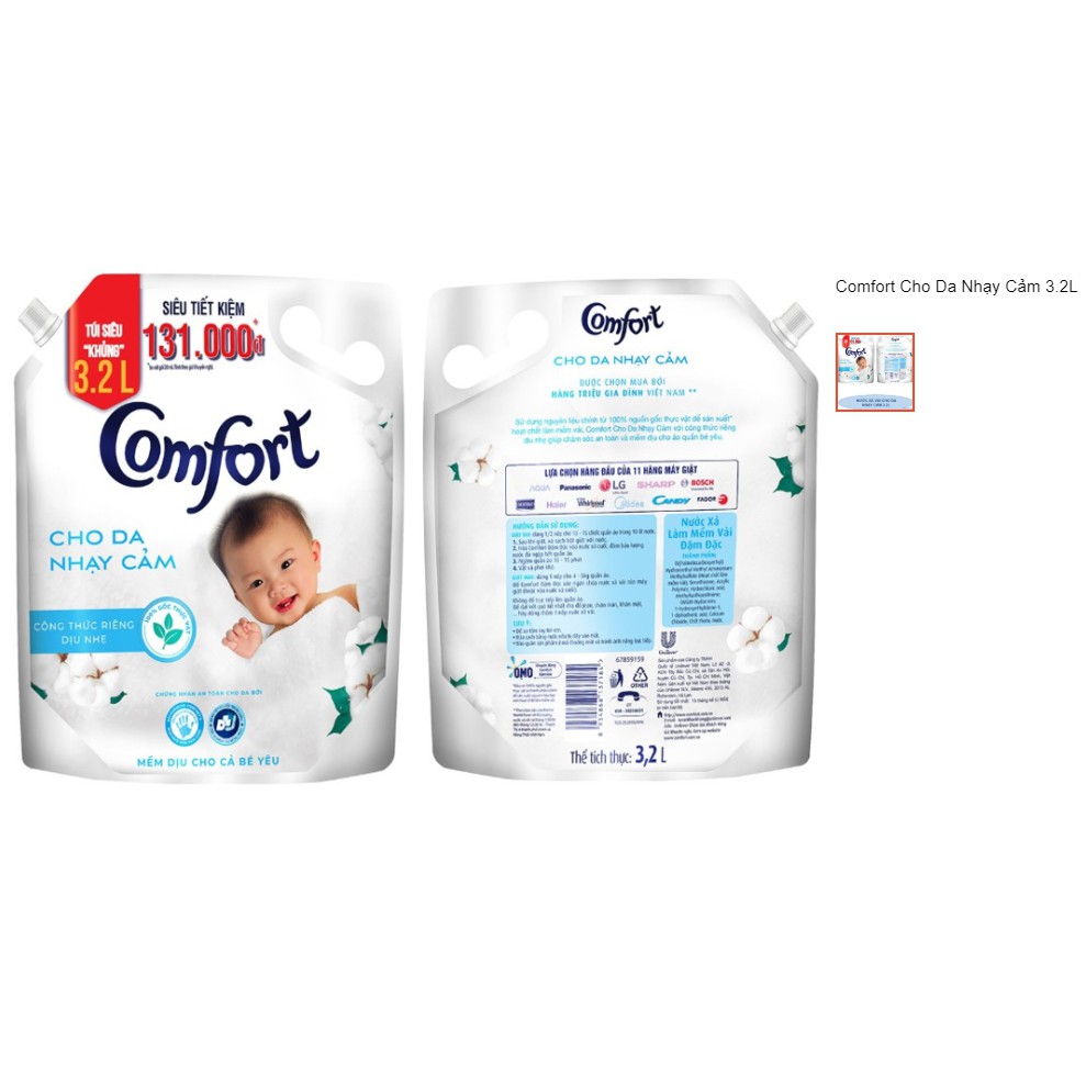 Nước xả vải Comfort cho da nhạy cảm 3.2L