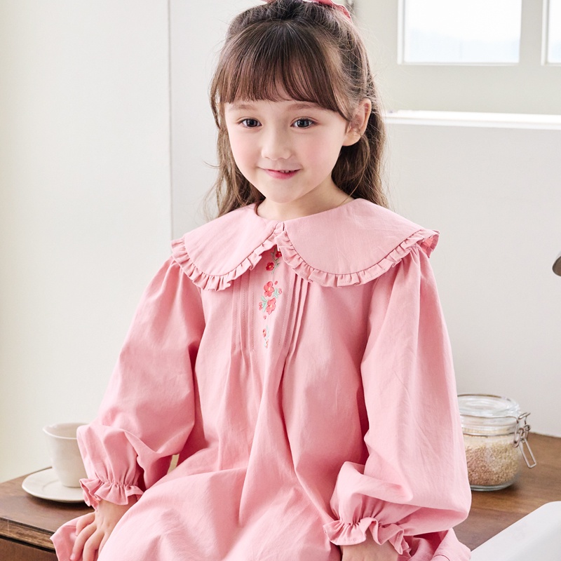 Váy thêu hoa cổ tròn Bebezoo cho bé gái BEB3OP106