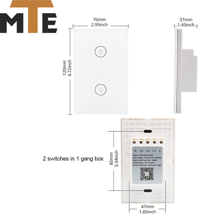 Công tắc cảm ứng âm tường Wifi thông minh Tuya