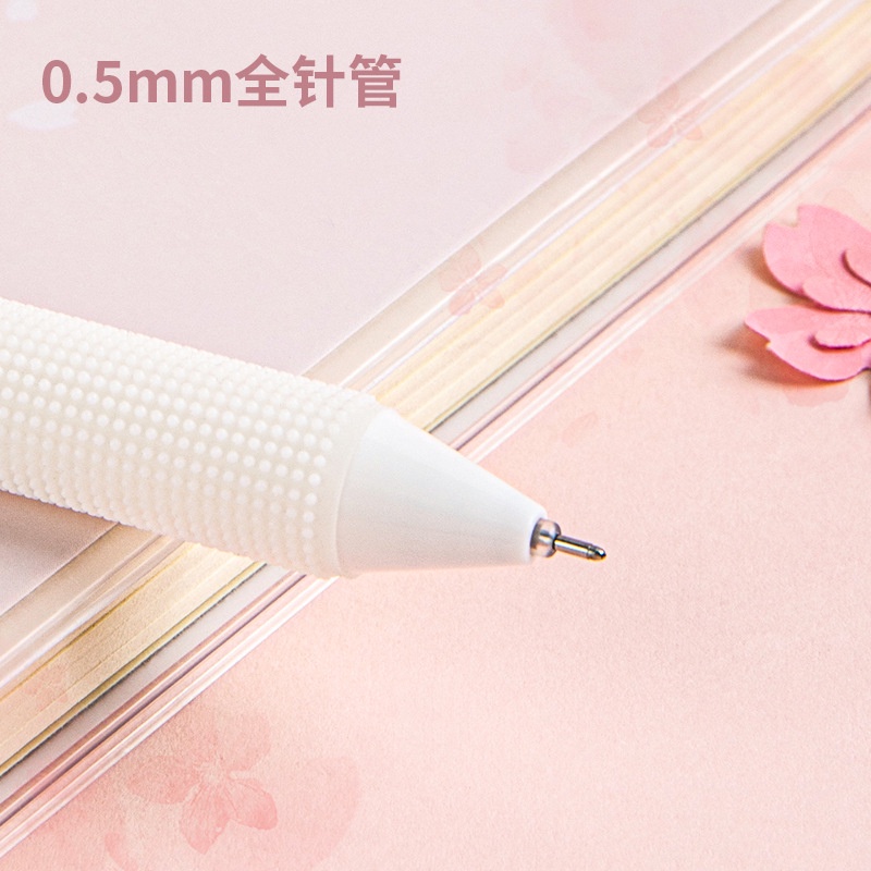 Bút bi bấm văn phòng dạng gel ngòi 0.5mm Deli có đệm chống đau tay A609