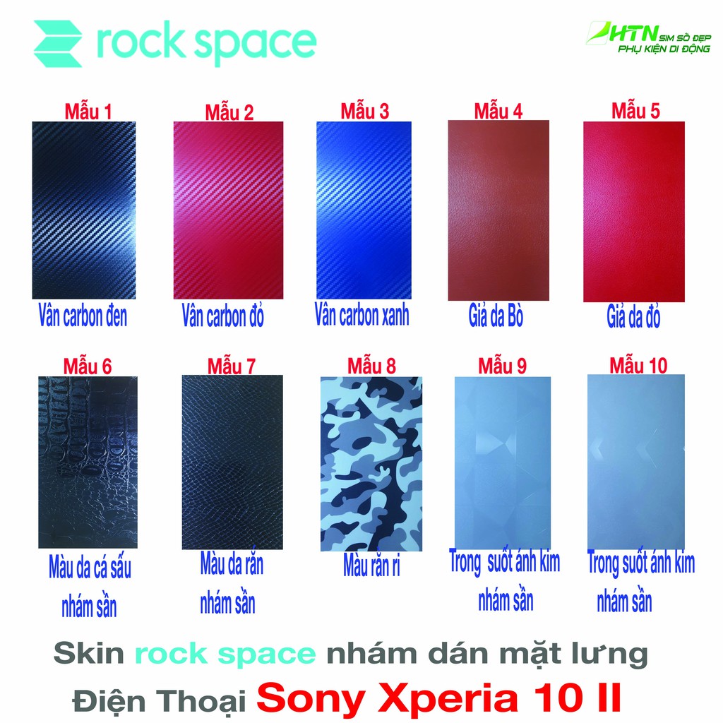 Skin dán điện thoại sony xperia 10 II cao cấp rock space dán mặt lưng đt đẹp sang, chống vân tay va đập trầy xước - HTN