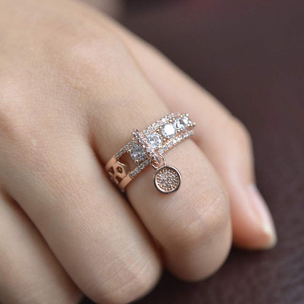 Nhẫn Hợp Kim Đính Đá Zircon Sang Trọng Cho Nữ