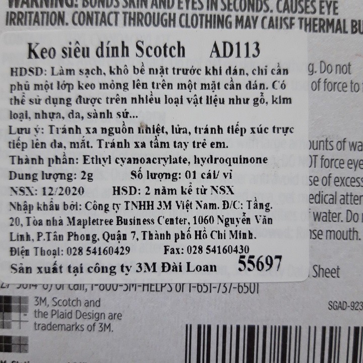 Combo 2 Keo Dán Giày, Gỗ, Nhựa Siêu Dính Scotch® AD113 - 2g Supper Glue Scotch 3M – Hàng Chính Hãng - HIBUCENTER