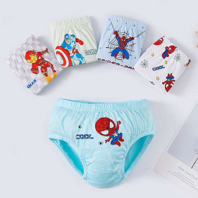 Bộ 5 Quần Lót 100% Cotton In Họa Tiết Hoạt Hình Cho Bé Trai 3-12 Tuổi