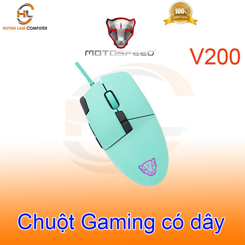 CHUỘT MOTOSPEED V200 (XANH) Gaming mouse có LED RGB thay đổi theo DPI - NWH Phân Phối