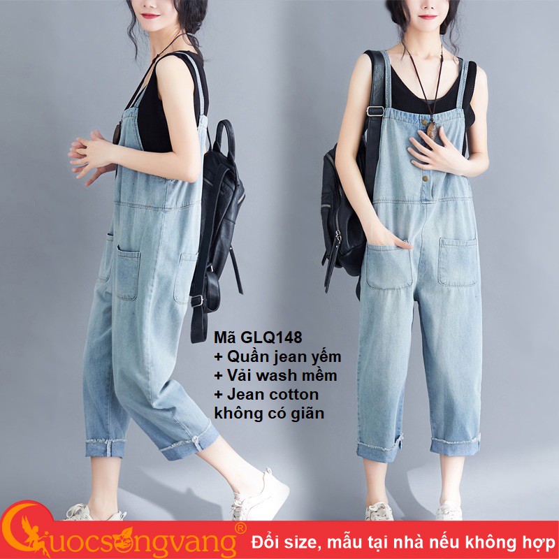 Quần jean yếm nữ denim quần yếm jean nữ GLQ148