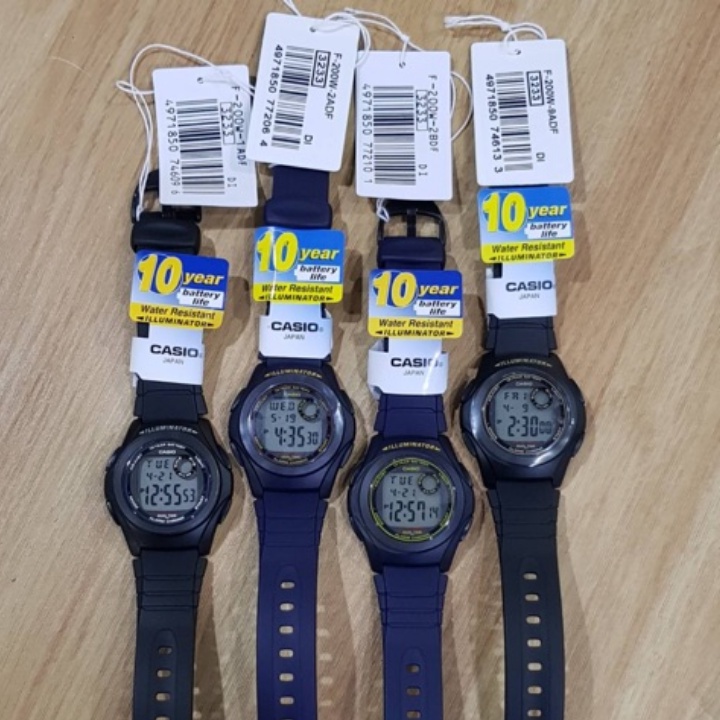 Đồng hồ Casio chính hãng nam nữ  f94 , f91 , f201 , f200 huyền thoại - đồng hồ điện tử dây nhựa chống nước 5atm