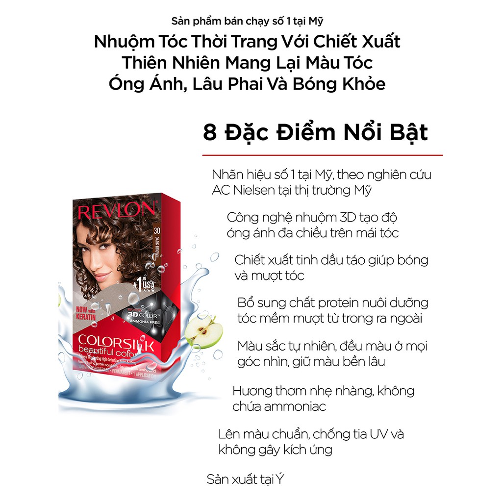 Sản Phẩm Nhuộm Tóc Revlon Colorsilk 3D 130ml.#33 Nâu Socola Sáng