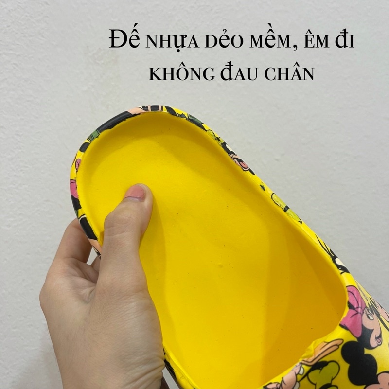 Dép lê quai ngang đế bánh mì họa tiết mickey dễ thương D142