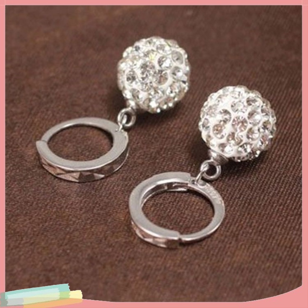 [LK] - - Bông Tai Đính Kim Cương Giả Hình Tròn Bằng Kim Loại Tinh Tế Cho Tiệc Tùng