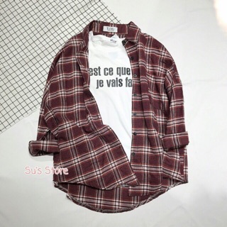 Áo kẻ form rộng hàng Quảng Châu