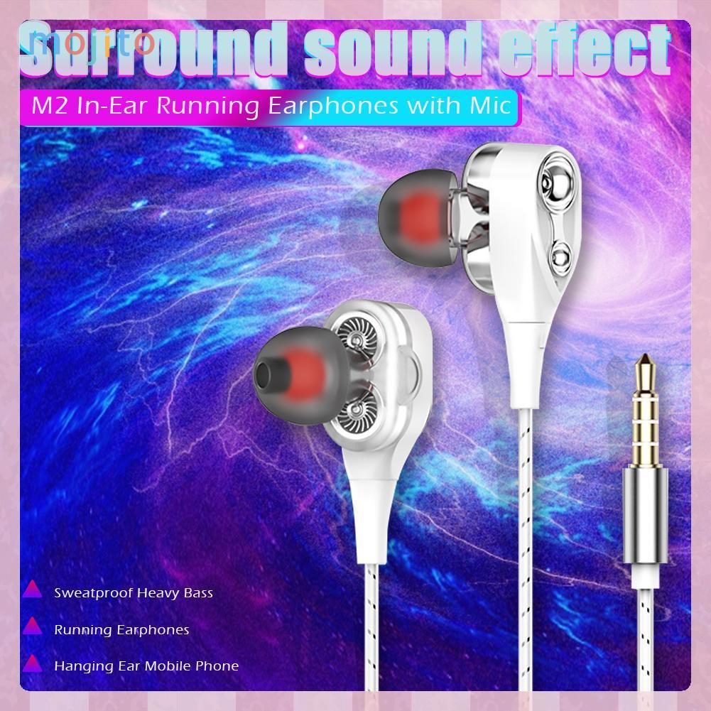 MOJITO Wired Earphone Universal 3.5mm High Bass Earbuds In-Ear Earphones with Mic