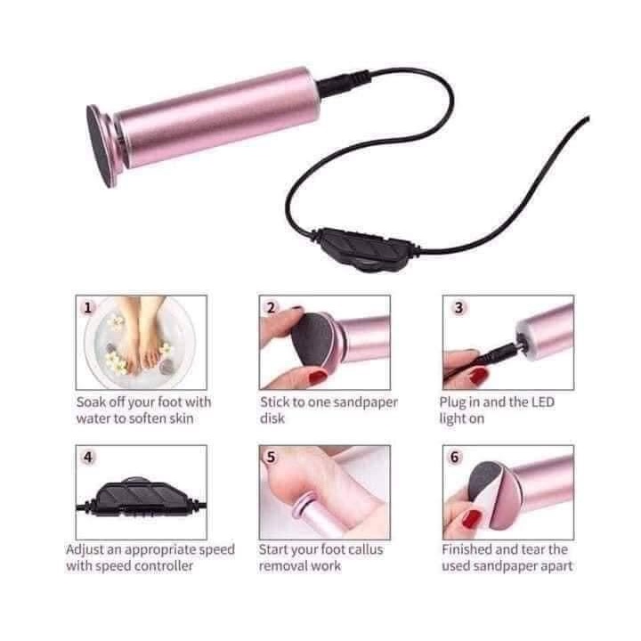 Máy trà gót chân, Tẩy tế bào chết cho tiệm nail, cá nhân tặng kèm 60 miếng chà