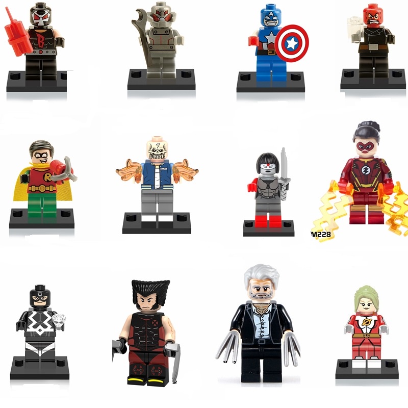 Mô Hình Lego Nhân Vật Siêu Anh Hùng Captain America Wolverine Batman iron Man