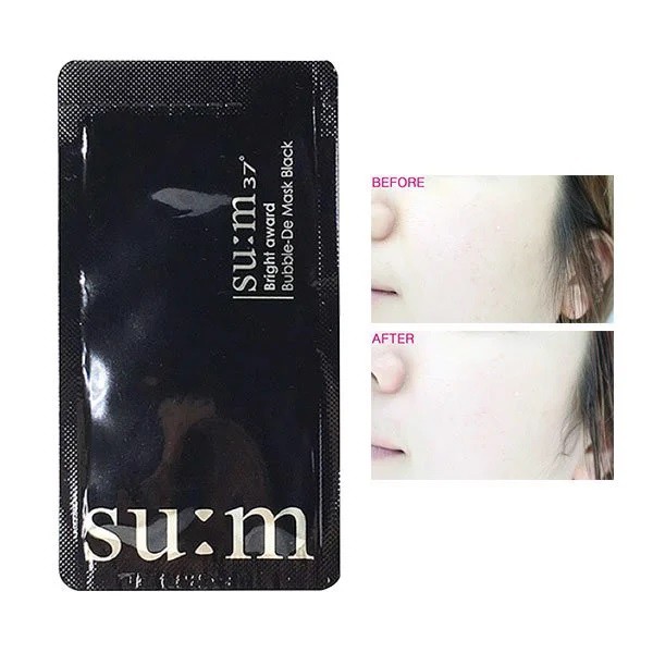 Gói Mặt Nạ Sum37 Bright Award Bubble-De Mask Black 2ml, Sủi Bọt Hút Dầu, Thải Độc, Làm Sạch Sâu Lỗ Chân Lông