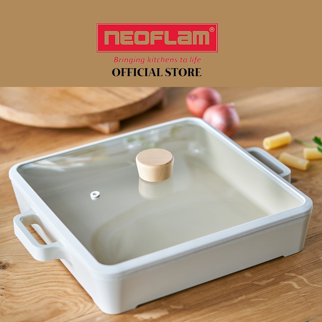 Bộ Combo 2 món nồi lẩu và bếp từ Fika One Neoflam - Hàn Quốc. Hàng có sẵn, giao ngay. Màu trắng ngà
