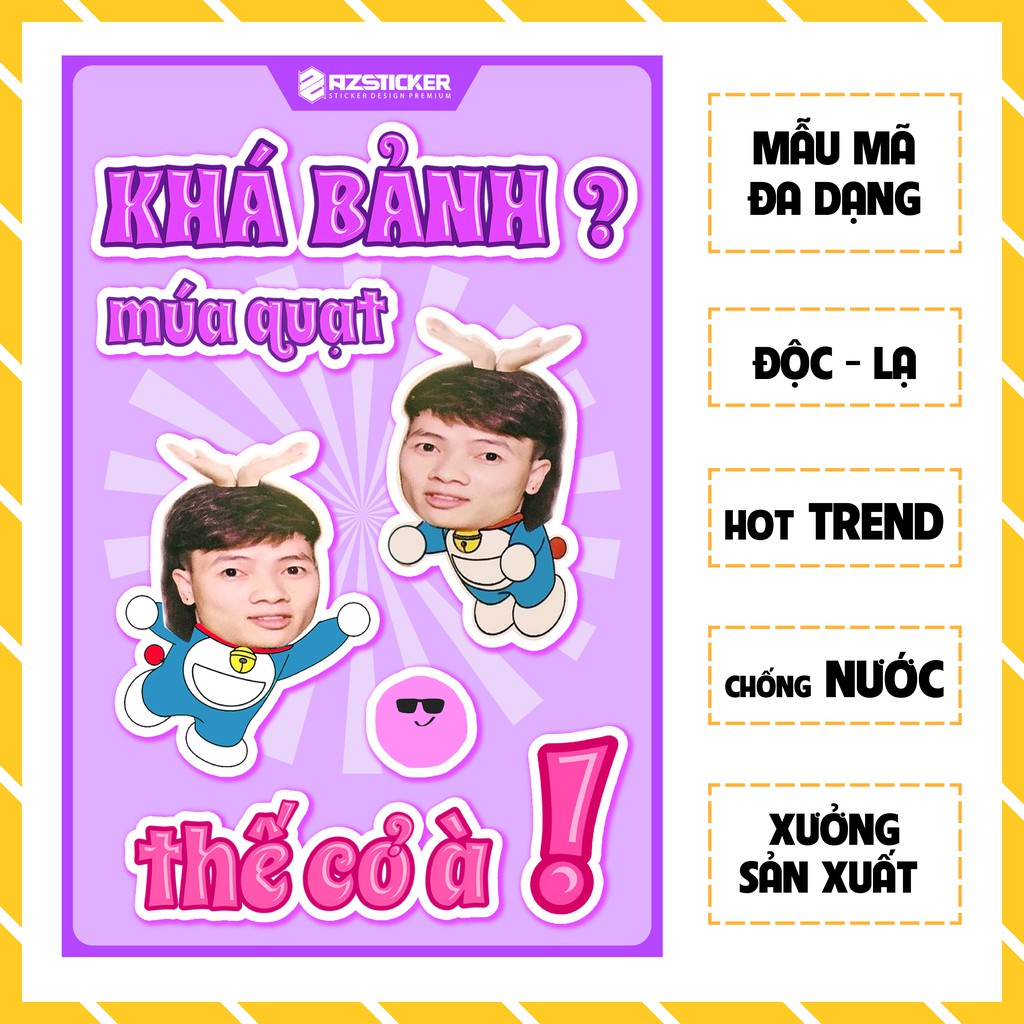 Sticker Khá Bảnh Số Lượng 5 Hình Thương Hiệu Azsticker - Hình Khá Bảnh Dán Mũ Bảo Hiểm Chống Nước Cắt Sẵn Từng Hình