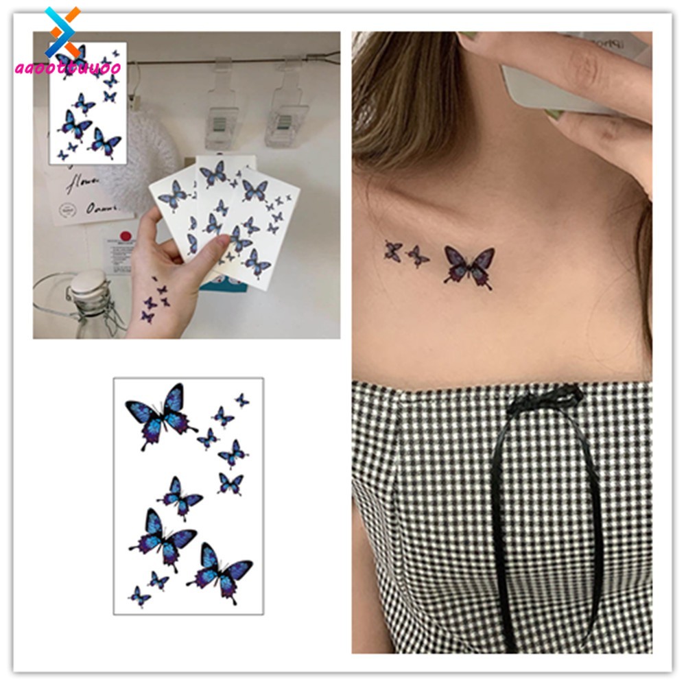 (Hàng Mới Về) 1 Tờ Hình Xăm Dán Tạm Thời Hình Bướm 3d Chống Thấm Nước Cho Nam Nữ