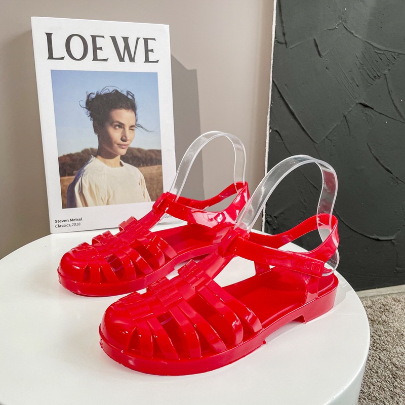 IELGY Sandal đi biển bằng nhựa trong suốt đế bằng phong cách retro