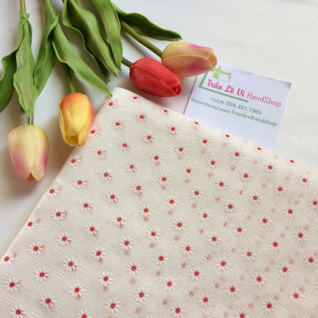 #V79🌈 VẢI TWILL HOẠ TIẾT HOA PHUN SƠN MAY ĐỒ CHO TRẺ EM, DOLL, OBITSU, DIY, DECOR, HANDMADE, QUILTING, SCRUNCHIES