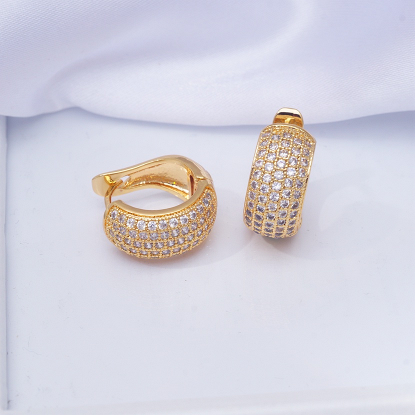 Yunkingdom Khuyên Tai Tròn Mạ Vàng 24K Đính Đá Zircon Sang Trọng Vintage Làm Quà Tặng Sinh Nhật Cho Nam Nữ