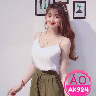 Áo phi lụa 2 dây cườm