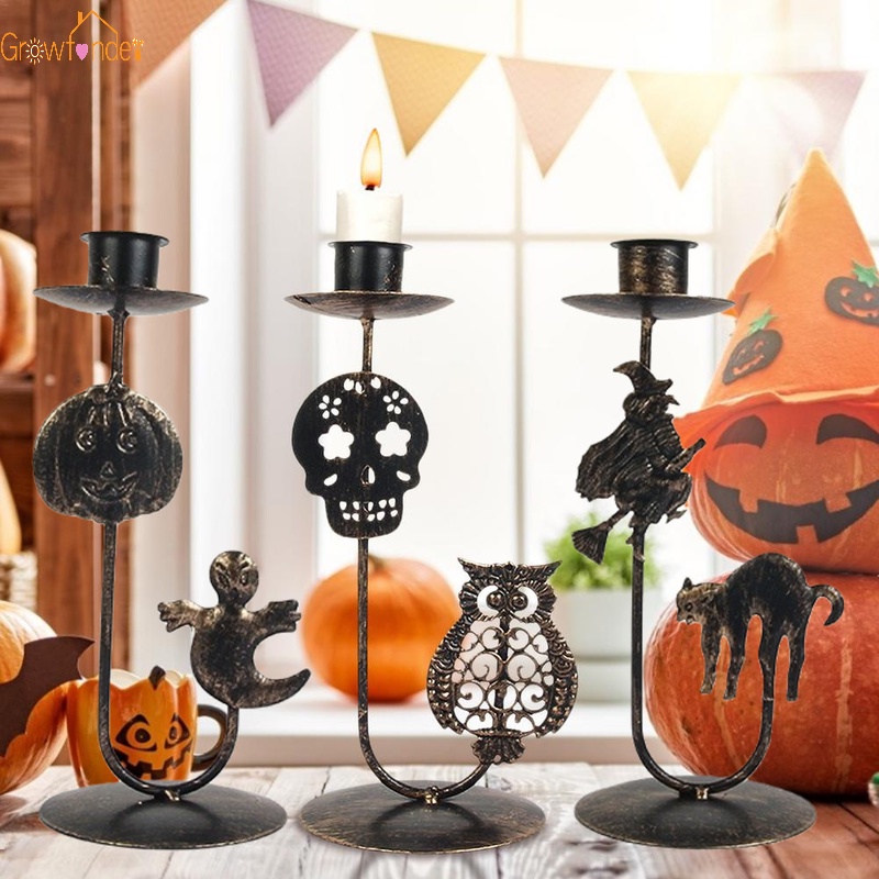 1 Giá Đỡ Nến Hình Bàn Tay Phù Thủy Bí Ngô Nhện Ma Quỷ Kinh Dị Trang Trí Tiệc Halloween
