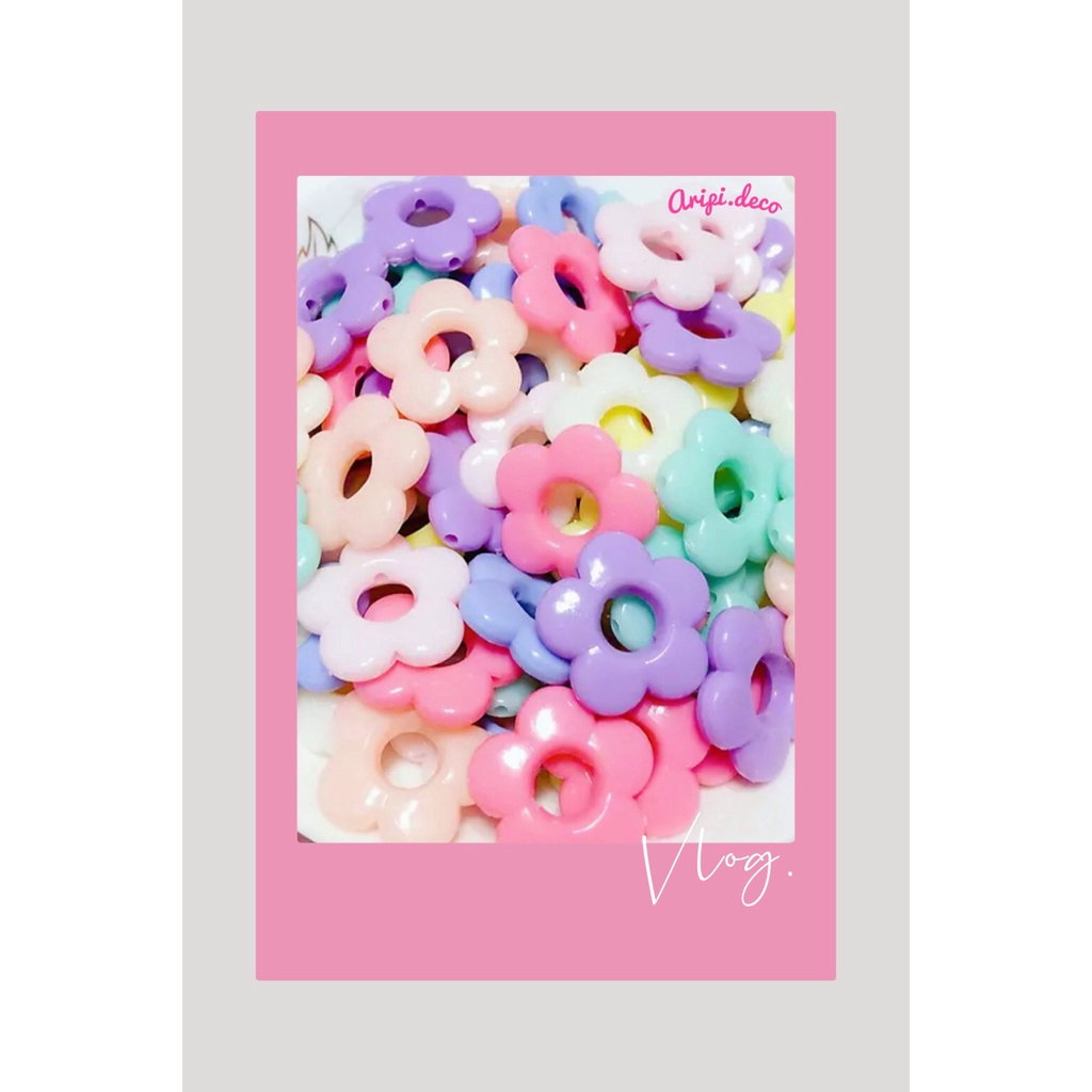 Charm hoa màu đặc xỏ lỗ 2 đầu A24 /Nguyên liệu phụ kiện trang trí resin / Nguyên liệu làm vòng tay
