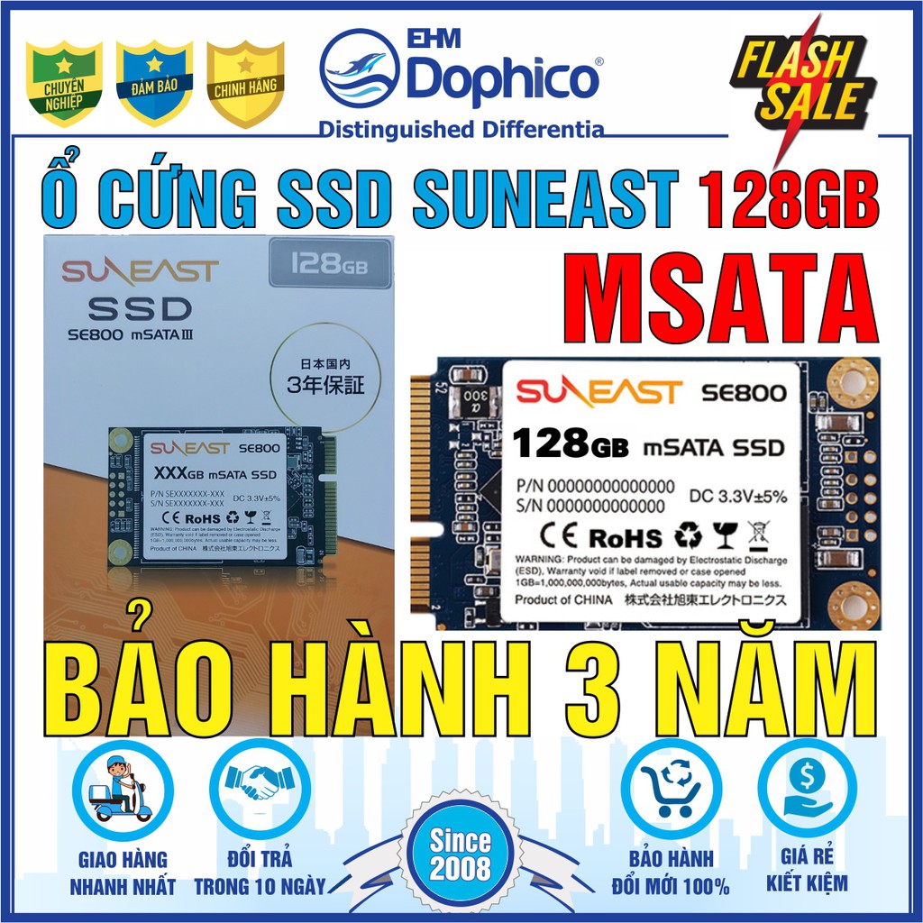 Ổ cứng SSD mSATA SunEast 128GB nội địa Nhật Bản – CHÍNH HÃNG – Bảo hành 3 năm – mSata3 SSD chính hãng
