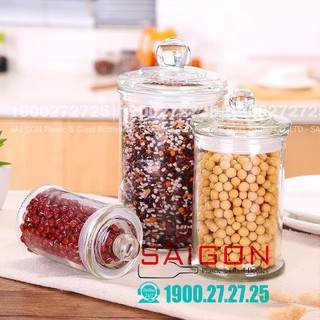 Hũ thủy tinh tròn trụ nắp thủy tinh 1200ml