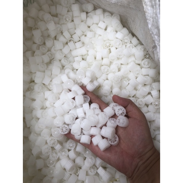 1kg hạt lọc Kaldnes, hạt nhựa lọc vi sinh 8 cánh 32 khía loại 1 trắng tinh