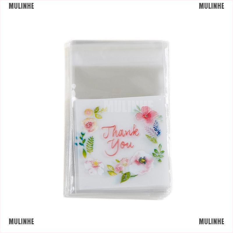 Set 100 Túi Đựng Bánh Kẹo Tự Dính In Chữ Thank You Độc Đáo