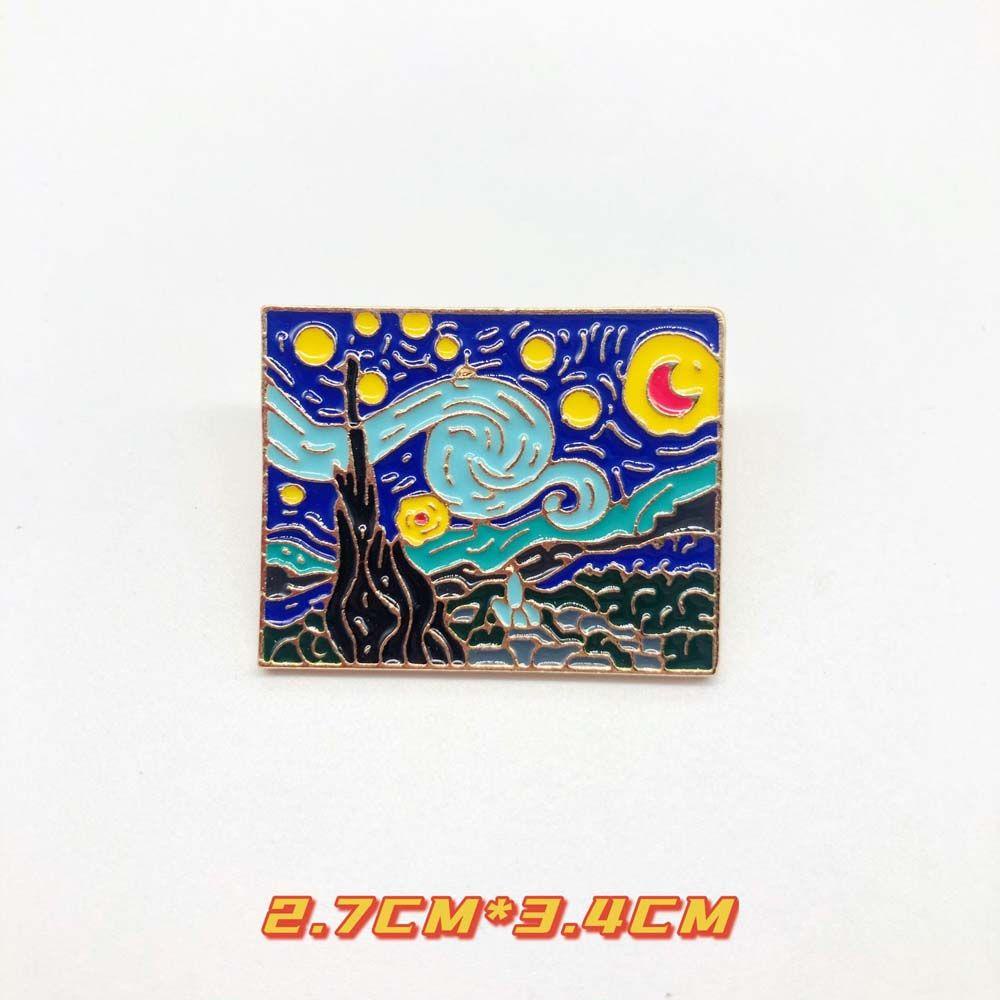 Ghim Cài Áo Hình Tranh Sơn Dầu Van Gogh Độc Đáo