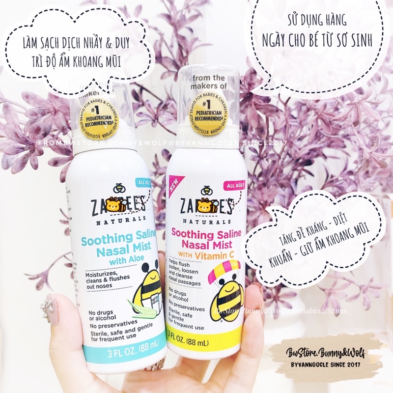 Xịt Mũi Lô Hội / Vitamin C ZARBEE'S Mỹ 88ml Dạng Phun Sương Cho bé từ sơ sinh - người lớn