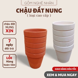 Chậu đất nung trồng sen đá xương rồng, chậu trồng sen đá trang trí nhà và bàn làm việc combo 5 cái 8x8 - Gốm Nghệ Nhân