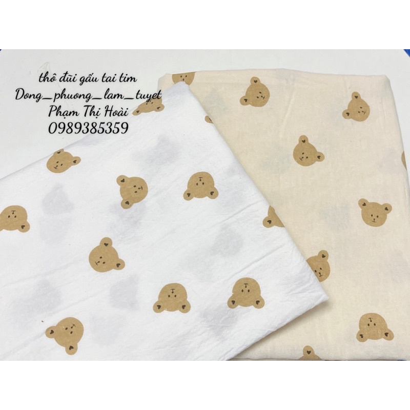vải thô đũi gấu tai tim 100% cotton mềm mát