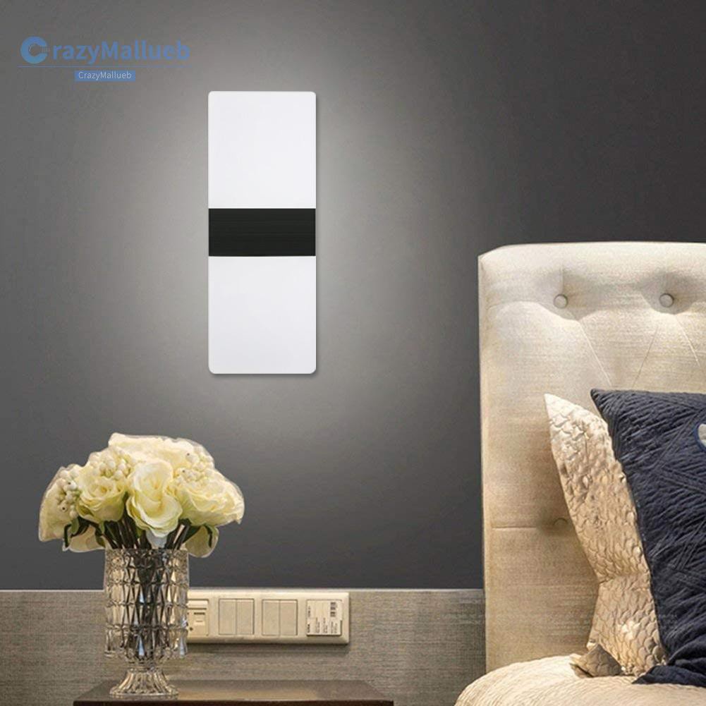 Crazymallueb❤Acrylic Rectangular LED Wall Light Modern Bedside Lamp Bedroom Living Room Light❤Lighting