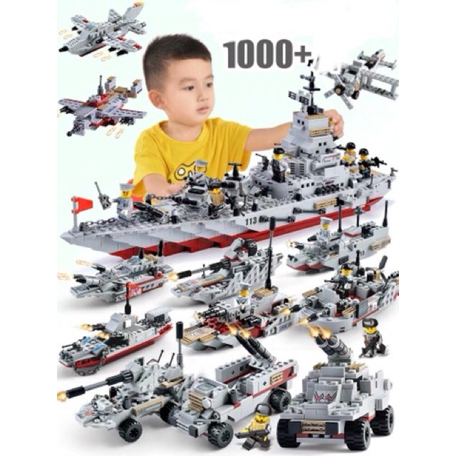 BỘ ĐỒ CHƠI XẾP HÌNH TÀU CHIẾN HẠM CHIẾN THUYỀN PHÁT TRIỂN TƯ DUY - Đồ Chơii Lắp Ráp Tàu
