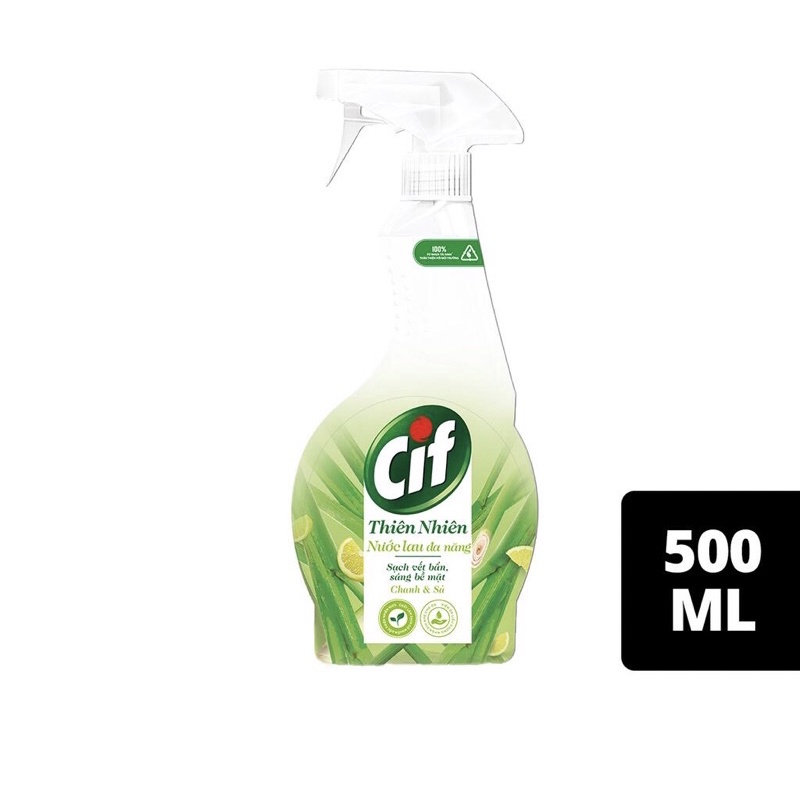 Nước lau đa năng thiên nhiên Cif 500ml hương chanh và sả