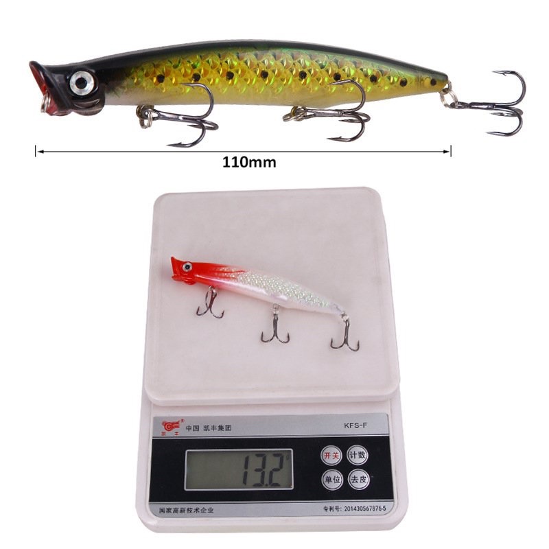 Mồi giả POPPER câu nổi mặt nước chuyên Chẽm, Vòn, Vược, Mú 11cm -13.2