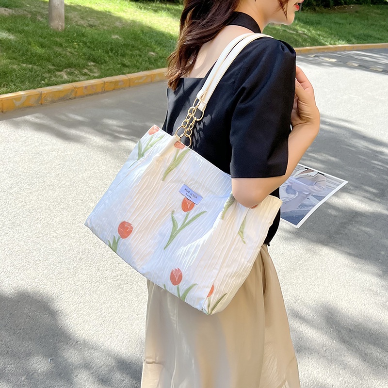 Túi Xách Canvas Họa Tiết Hoa Tulip Thời Trang