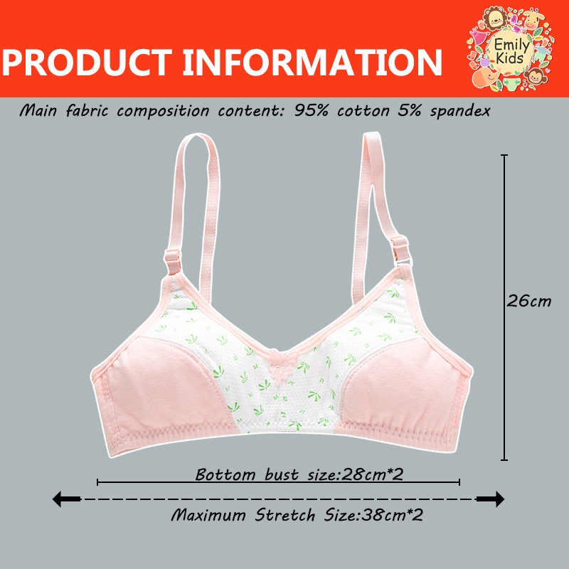 Áo Ngực 100% Cotton Không Gọng Có Đệm Ngực Cho Tuổi Teen 8-16