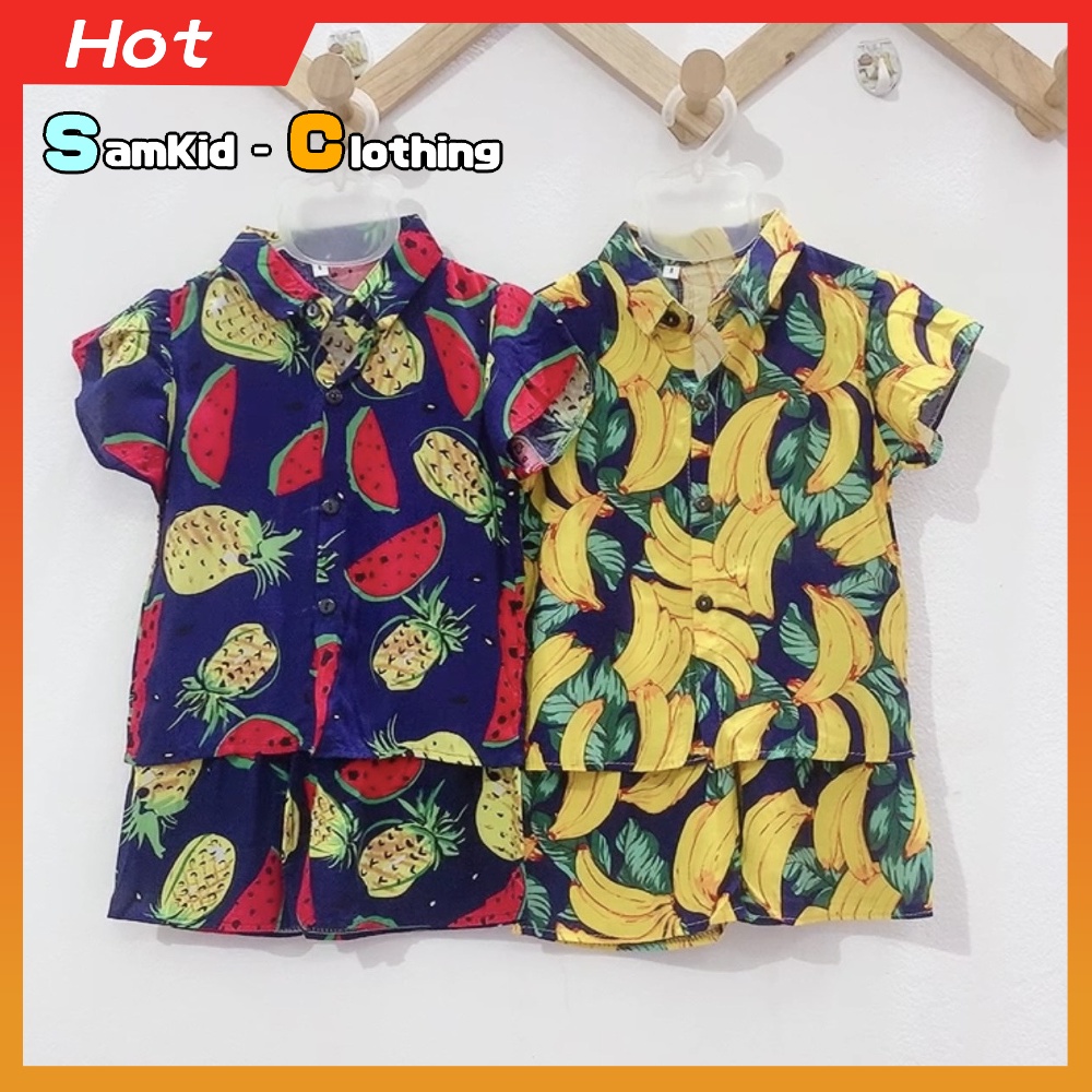 Bộ Quần Áo Mùa Hè Đi Bơi Hình Quả Chuối, Dưa Hấu, Mát Mẻ Cute Cho Bé Từ 8-18 kg