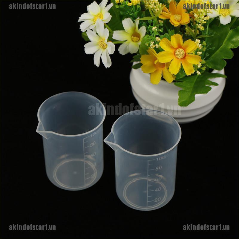 2 Cốc Đong Bằng Nhựa Trong Suốt Có Tay Cầm Dung Tích 100ml