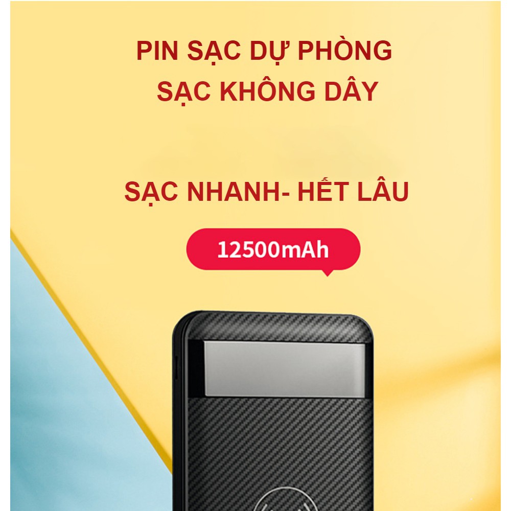 [ Hàng Chính Hãng ] SẠC KHÔNG DÂY KÈM SẠC DỰ PHÒNG 12500MAh